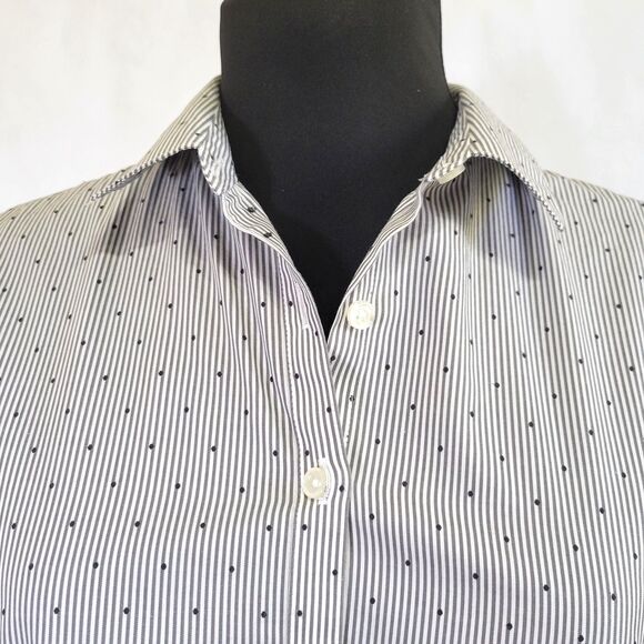 Lands End No Iron Supima long sleeved dress shirt gray pin stripe size 4P - Picture 2 of 8
